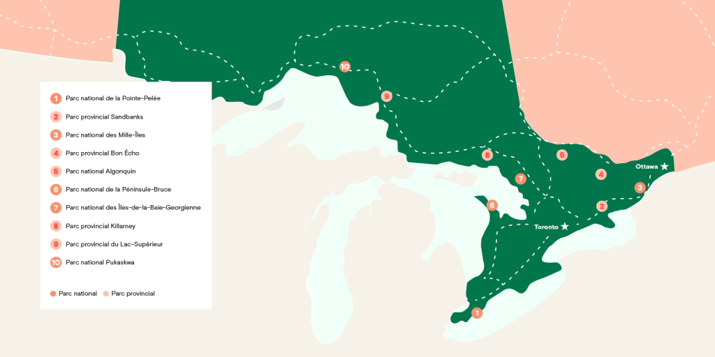 Carte des parcs de l'Ontario