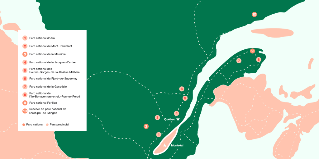 Carte des parcs du Quebec