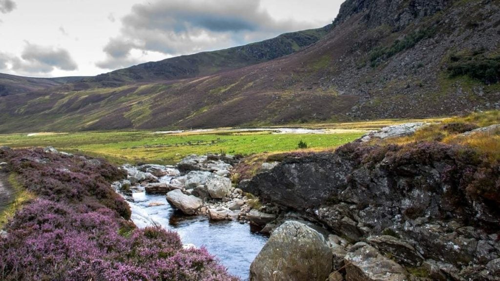 Mountainous landscape with open moorland in Cairngorms National Park, Scottish Highlands, Scotland