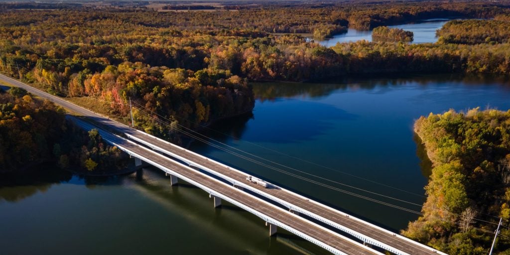 Aerial view of Ceasar Lake Ohio