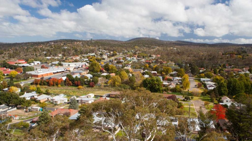Cooma on a clear autumn day