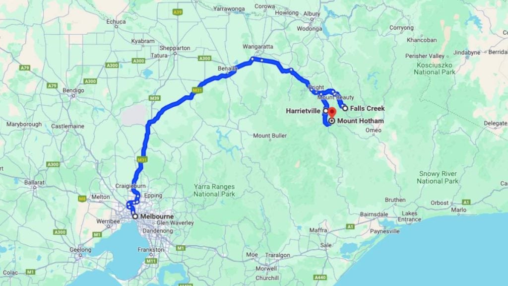 Melbourne to Mount Hotham driving itinerary