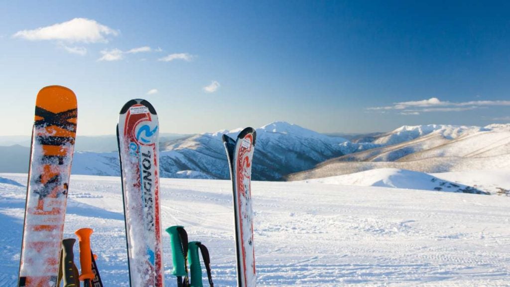 Skiing and Snowboarding at Mount Hotham, Australia, in the winter.