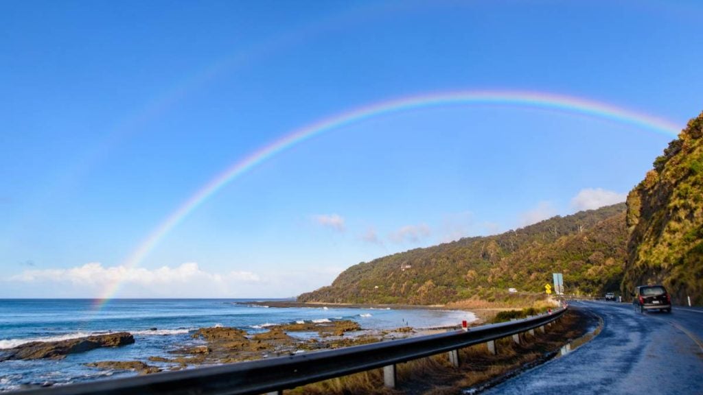 The big lap: A year-long Australian road trip adventure. Rainbow over the Great Ocean Road