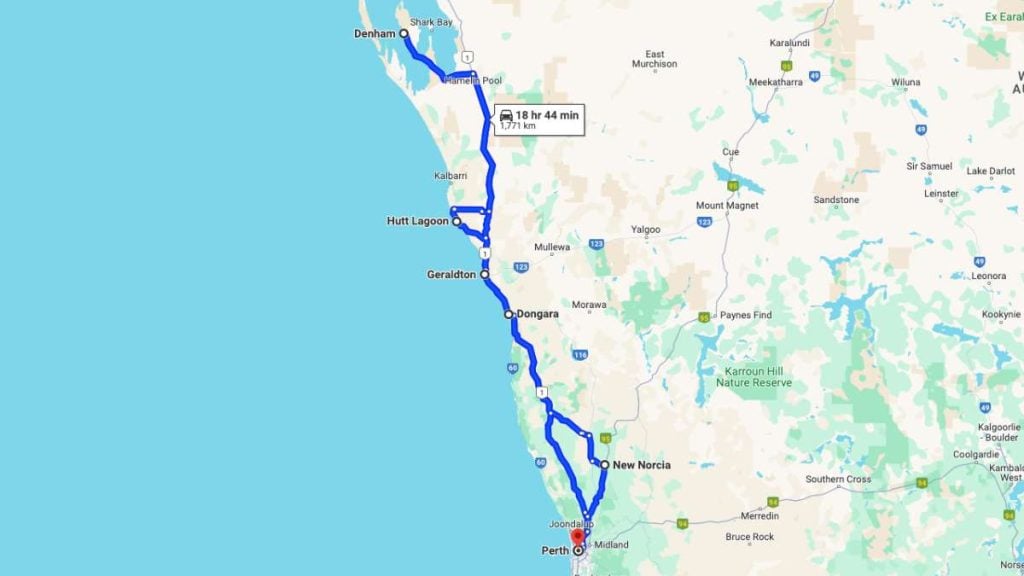 Perth to Monkey Mia Road Trip - Route 2