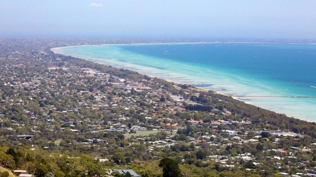 Aerial view of Mornington Peninsula, Victoria, Australia