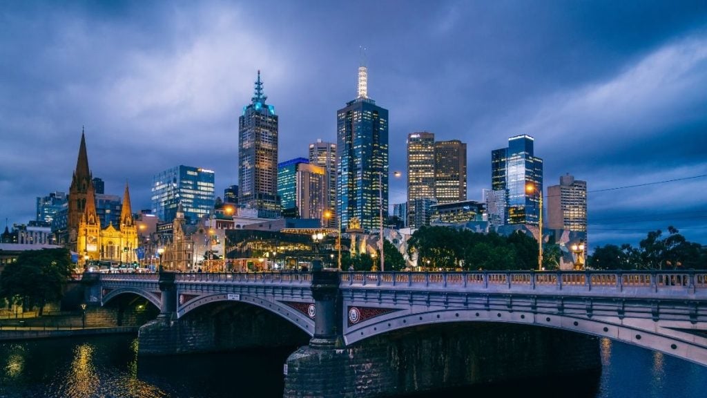 Melbourne Skyline at Night from Southbank