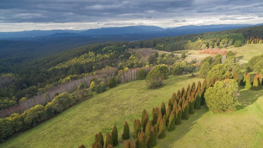 A guide to the best free camping spots in Melbourne. In Picture: Aerial view of Dandenong Ranges, Melbourne, Australia