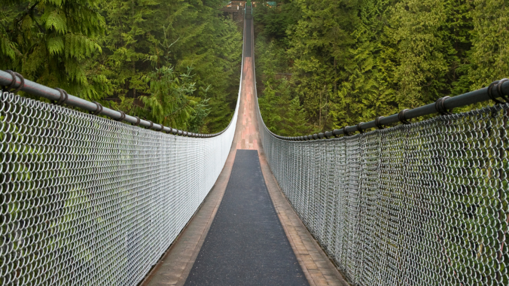 Top 5 things to do in Vancouver during winter: Suspension bridge at Capilano Suspension Bridge Park, North Vancouver, BC.