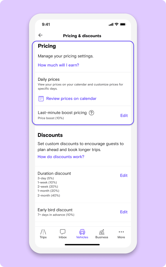 Pricing & discounts in app view