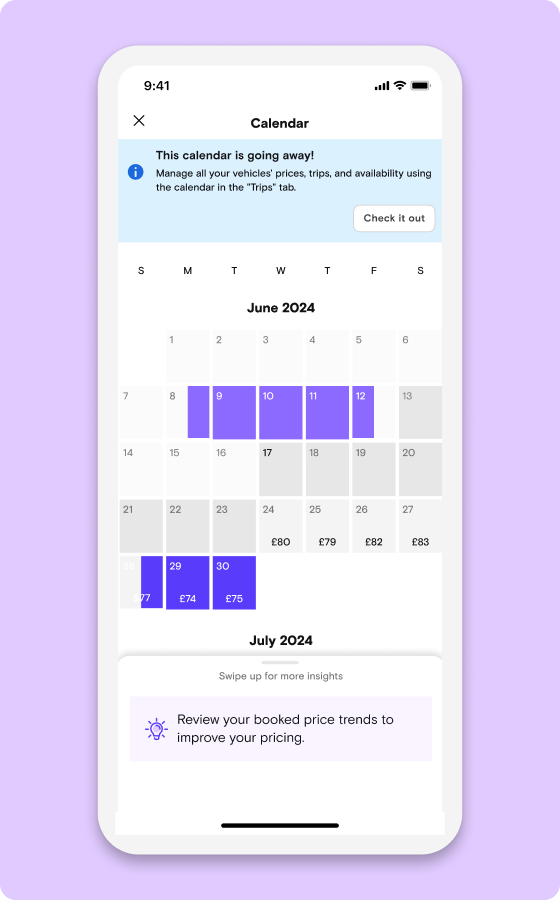 The current calendar view