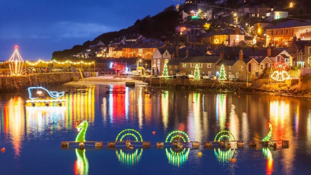 Mousehole Harbour Lights in West Cornwall, UK