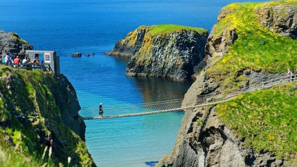 Carrick-a-rede Rope Bridge near Ballintoy in Ireland