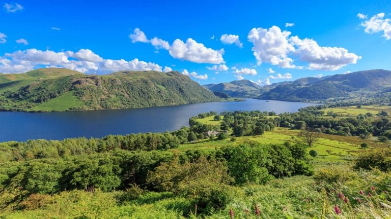 Road trips from London. (Picture shows a view of Ullswater Lake, Lake District, UK)