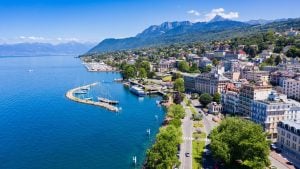 The ultimate UK to France road trip itinerary. In photo: Evian-Les-Bains, France
