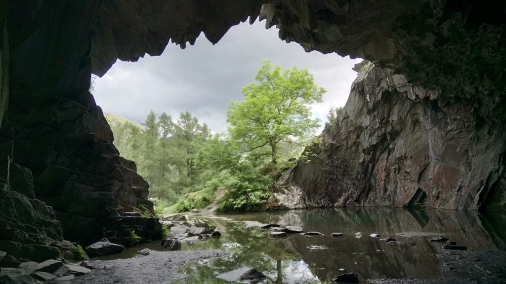 View from Rydal Cave, Lake District, England