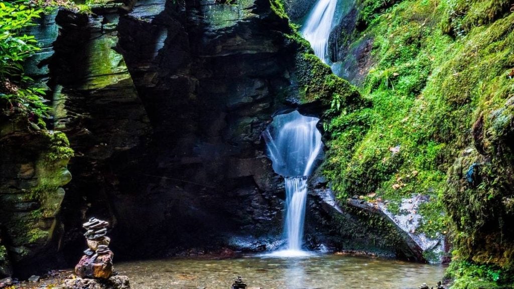 St Nectan’s Kieve Waterfall in St Nectan's Glen, Cornwall, England