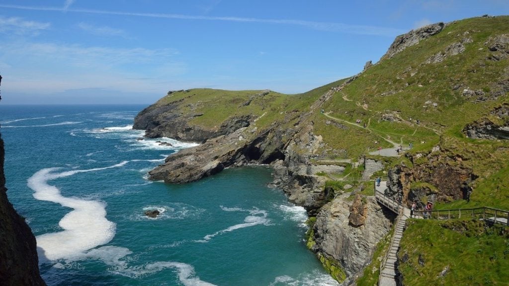 Remnants of Tintagel Castle in Cornwall, UK