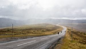 Driving Scotland's Snow Roads Scenic Route. In photo: Road A93 in Cairngorms National Park in the Central Highlands of Scotland