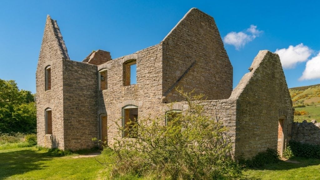 Roofless Cottages in Tyneham Village, Jurassic Coast, Dorset, UK