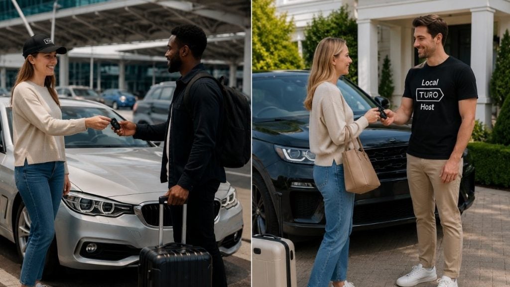Turo host handing car keys to a renter at pick-up