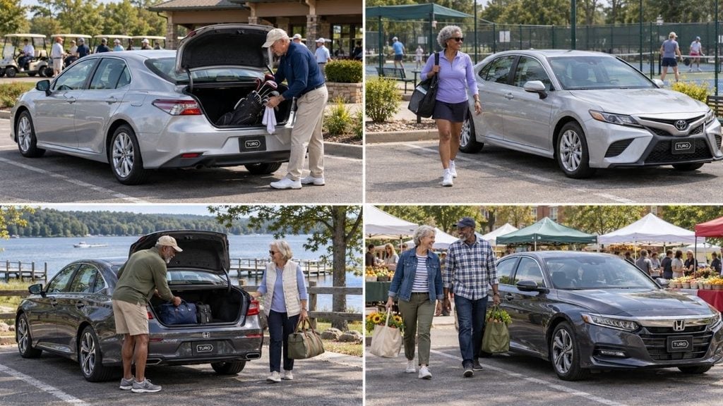 Senior-friendly sedans including the Toyota Camry and Honda Accord for comfortable everyday driving.