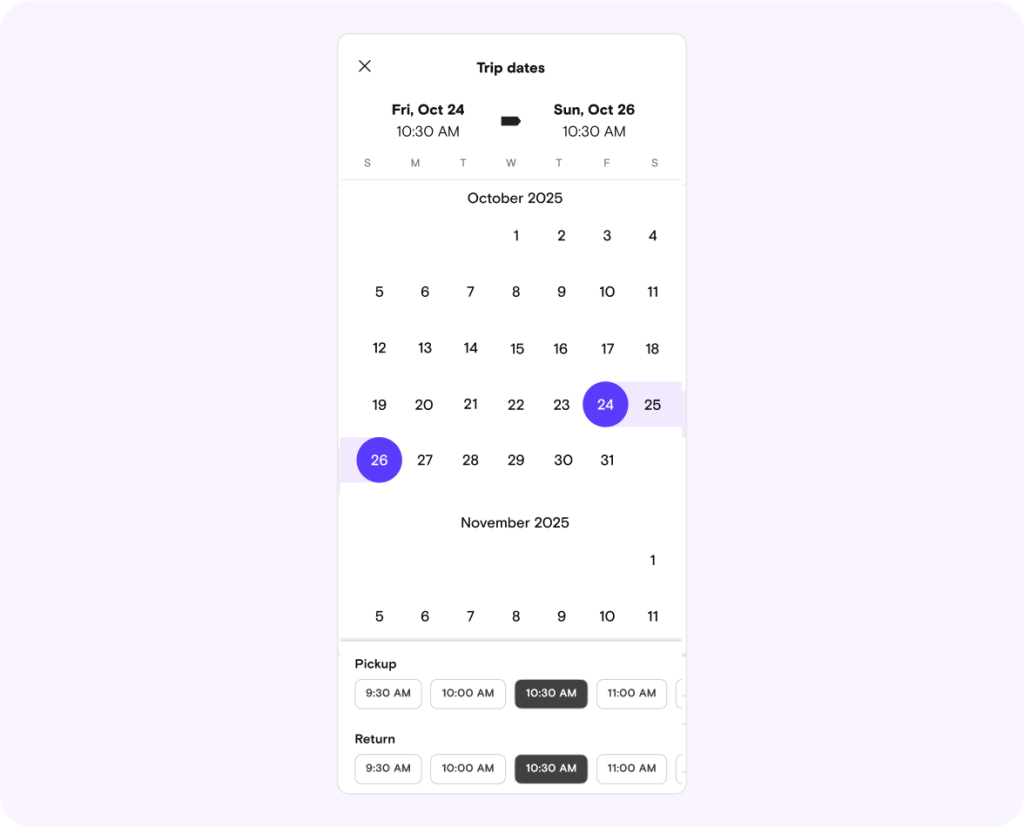 Product image of filtering by dates and location
