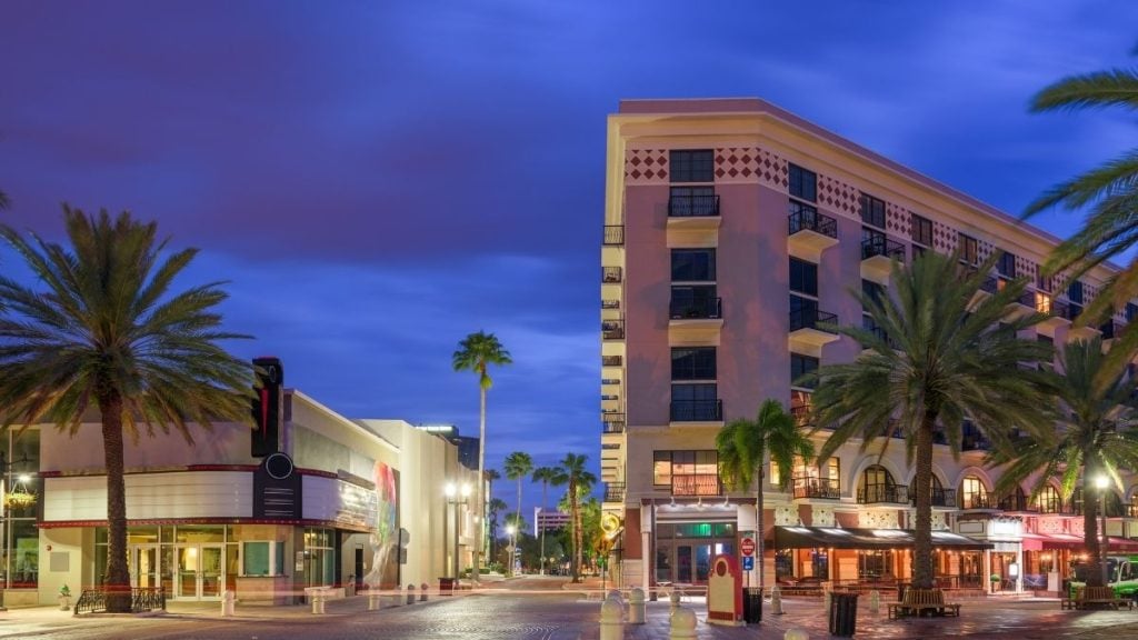 Miami to Orlando Drive. In photo: Clematis Street, West Palm Beach, Florida