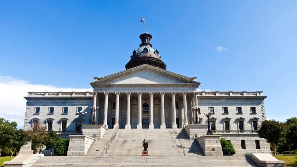 Charlotte to Charleston drive. In photo: South Carolina State House & Grounds, Columbia