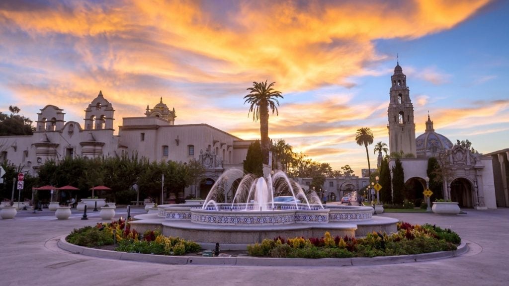 San Diego to Las Vegas drive. In photo: Balboa Park, San Diego, California