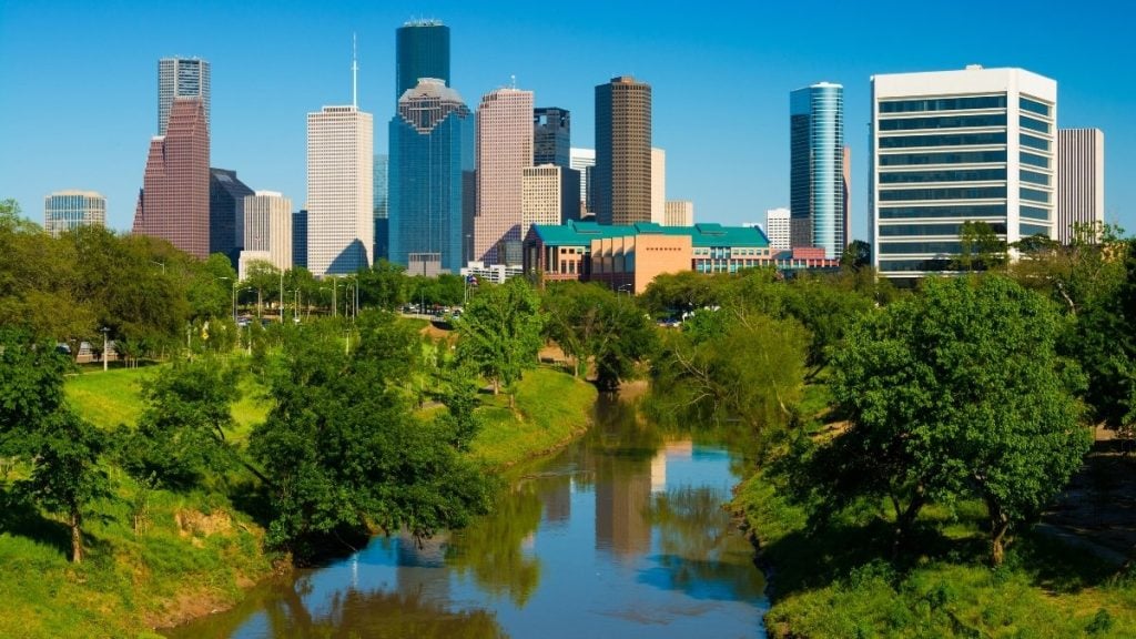 Houston to New Orleans drive. In photo: Buffalo Bayou Park, Houston, Texas