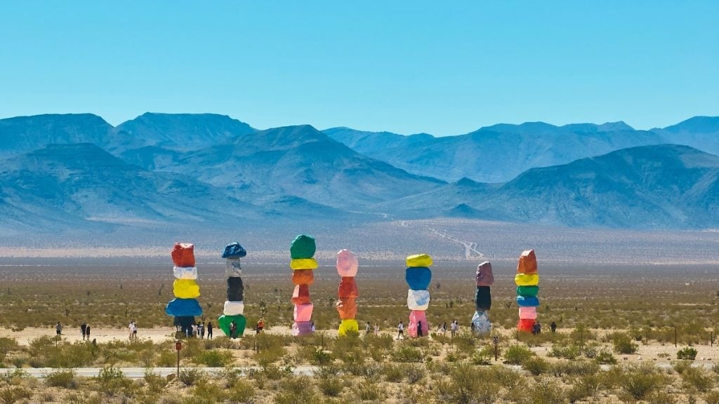 Los Angeles to Las Vegas drive. In photo: Seven Magic Mountains, Las Vegas, Nevada