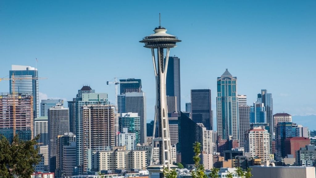 Seattle to Portland drive. In photo: Space Needle, Seattle, Washington
