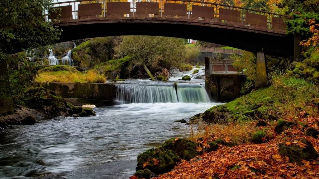 Seattle to Portland drive. In photo: Tumwater Falls Park, Tumwater, Washington