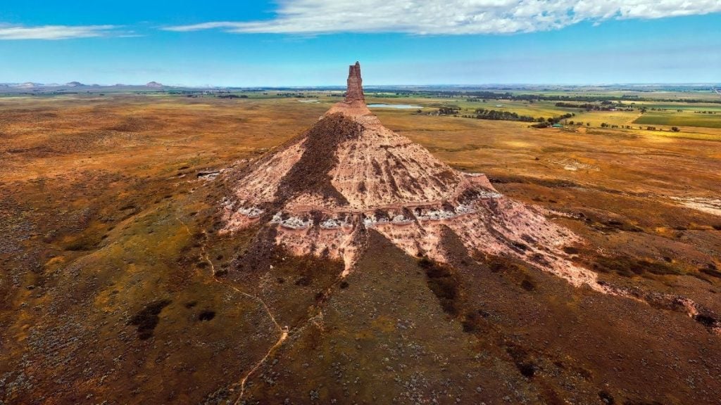 Chicago to Denver drive. In photo: Chimney Rock National Historic Site, Bayard, Nebraska