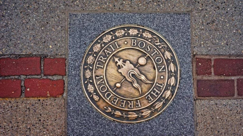 Freedom Trail commemorative marker, Boston, Massachusetts