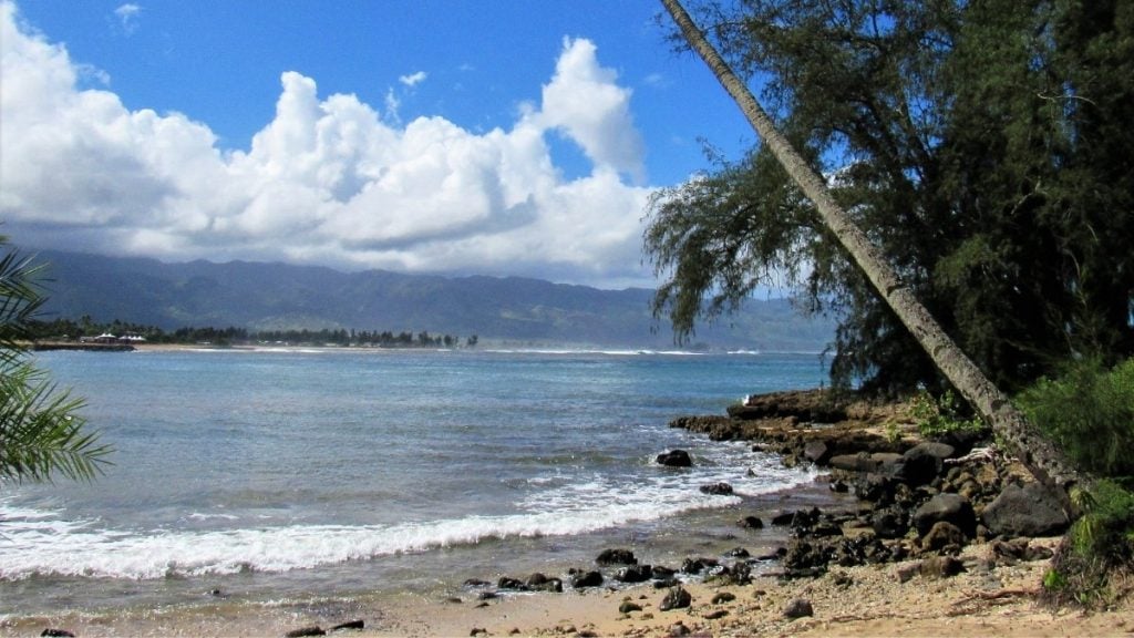 How long does it take to drive around O‘ahu? In photo: Puaʻena Point Beach Park, Haleiwa, Hawaii