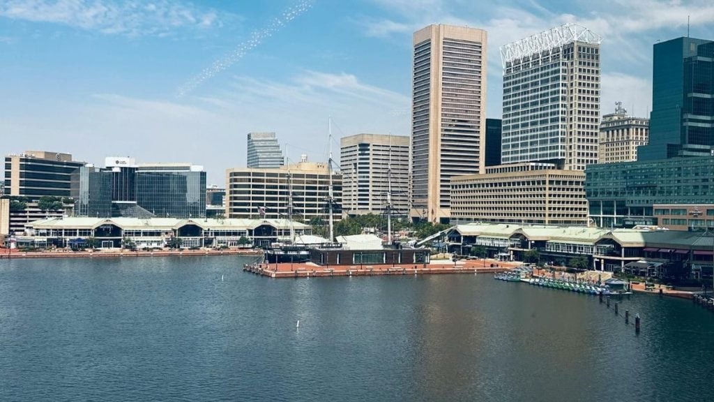 DC to NYC drive. In photo: Inner Harbor, Baltimore, Maryland