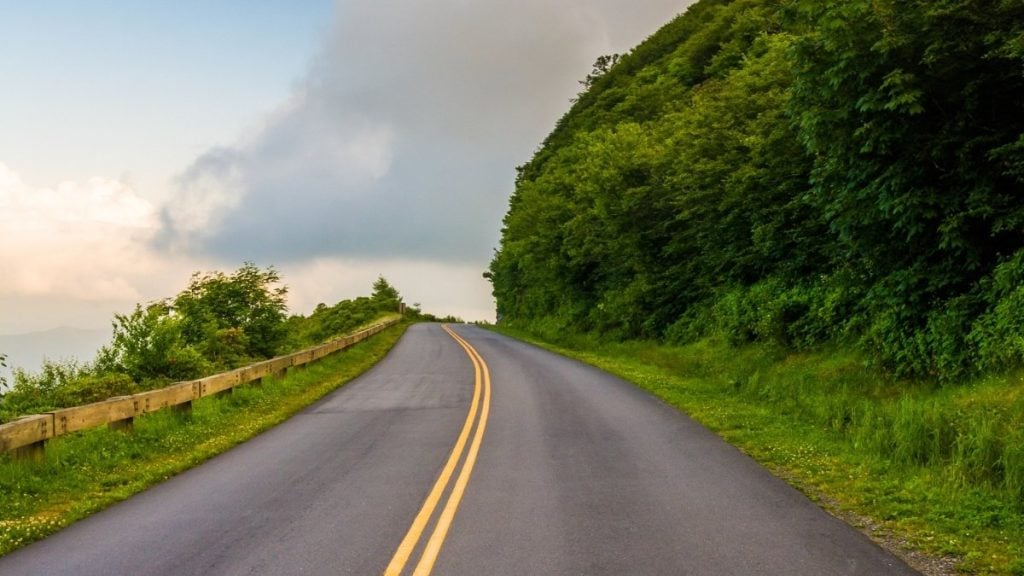 Road trip through the states. In photo: Blue Ridge Parkway, Asheville, North Carolina