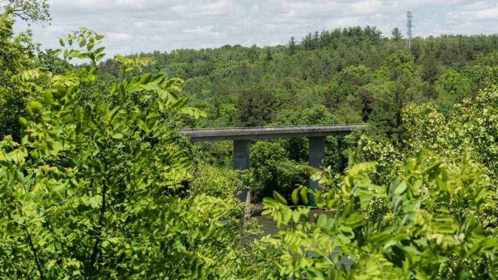 The ultimate Blue Ridge Parkway road trip guide. In photo: French Broad River Valley, Asheville, North Carolina