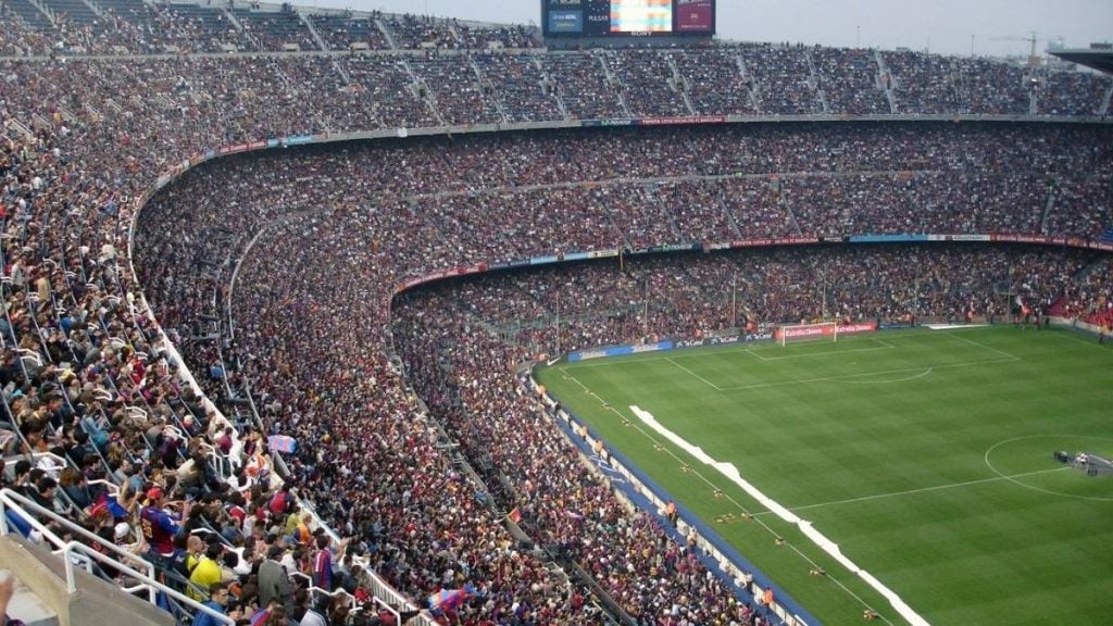 Crowded stadium during a live sports match.