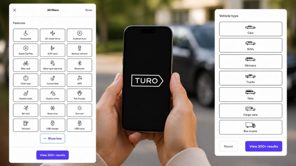 Vehicle selection: browse and book the exact car you want