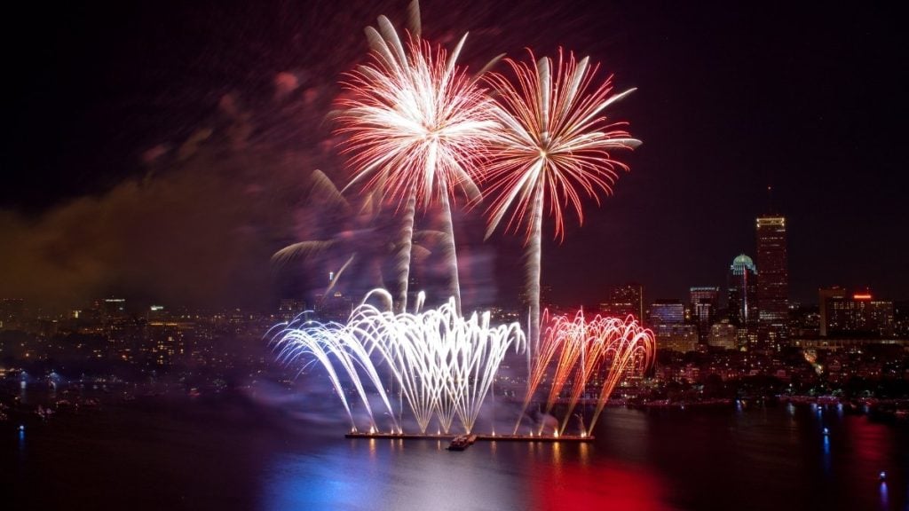 Top destinations for a Fourth of July getaway. In photo: Boston Pops Fireworks Spectacular, Boston, Massachusetts