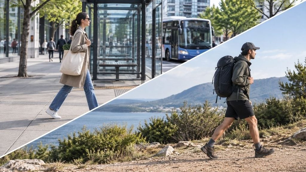 Public transportation and walking for remote workers in urban areas.