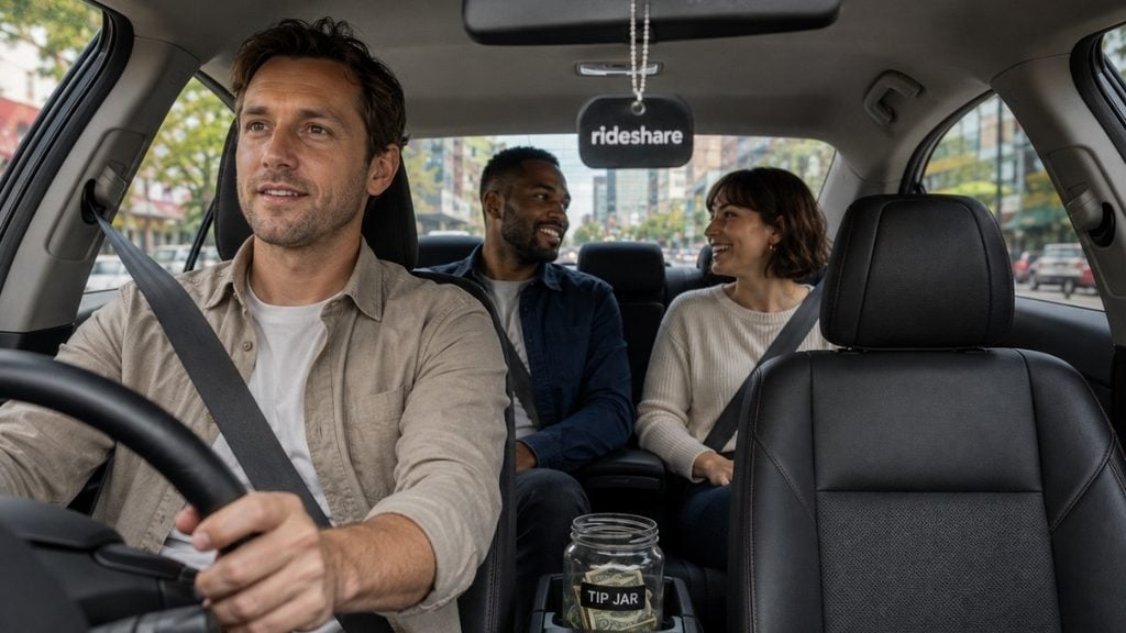 Rideshare driver with passengers