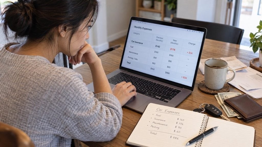 Car insurance premium increase and monthly ownership costs.