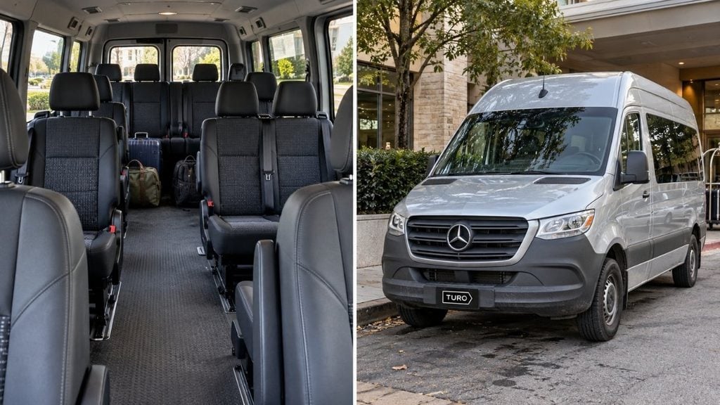 Mercedes-Benz Sprinter passenger van for group travel.